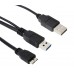 Cablu USB dual A (usb3 date + usb2 alimentare) la microUSB 3 tata , Active, pentru hard disk extern, negru 