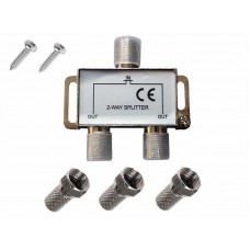 Spliter antenă TV, Active, multiplicator cablu coaxial RF, 2 Iesiri + 1 Intrare, mufe legatură incluse
