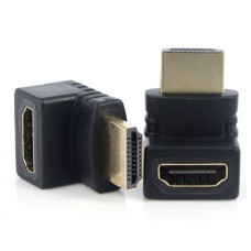 Adaptor / Mufa HDMI unghi 90 grade, ACTIVE, mama-tata, negru, contacte aurite, ambalaj individual