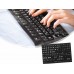 Litere autocolante pentru tastatura PC, laptop, Active, taste numerice incluse, fond negru, layout standard engleza US qwerty, rezistente la apa, corectie taste pc desktop, notebook