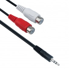 Cablu adaptor audio Jack 3.5mm tata la 2 x RCA mama, 30cm, Stereo, negru