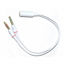 Adaptor Cablu audio Jack, Detech, 2 x 3.5mm 3 pini Tata (microfon + casti/ boxe) la 1 x jack 3.5mm 4 pini Mama - 20cm