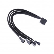 Cablu adaptor spliter de la molex 4 pini la 4 ventilatoare 3 sau 4 pini carcasa (2 pini activi fan/ ventilator), 25cm