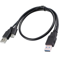 Cablu USB dual A (usb3 date + usb2 alimentare) la USB 3.1 Type-c tata , Active, pentru hard disk extern, negru 
