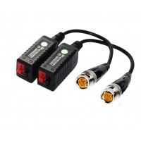 Set 2 conectori BNC cu fir si 2 borne prindere, mufa tata, video balun, camere supraveghere video, pentru cablu (retea utp, electric)