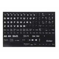 Litere autocolante pentru tastatura PC, laptop, Active, taste numerice incluse, fond negru, layout standard engleza US qwerty, rezistente la apa, corectie taste pc desktop, notebook