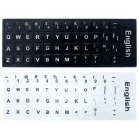 Litere autocolante pentru tastatura laptop, Active, fond alb/negru, layout standard engleza US qwerty, rezistente la apa, corectie taste notebook